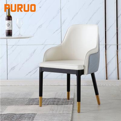 China Modern High Quality Gray PU Leather Dining Chair For Dining Room for sale