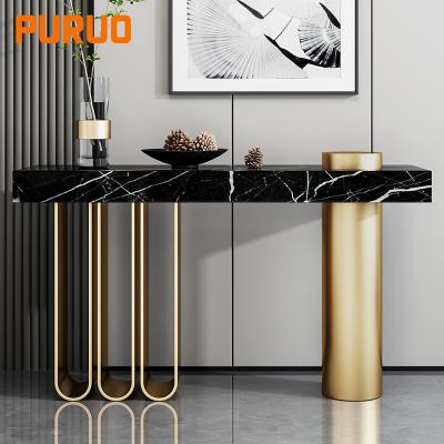 China 2021 Hot Sale New Design Product Marble Frame Stainless Steel Top Console Table for sale