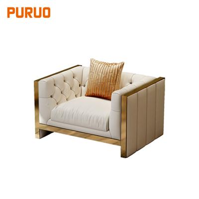 China Removable Cover Living Room Furniture Sofa Set Gold Stainless Steel Sofa Chair for sale