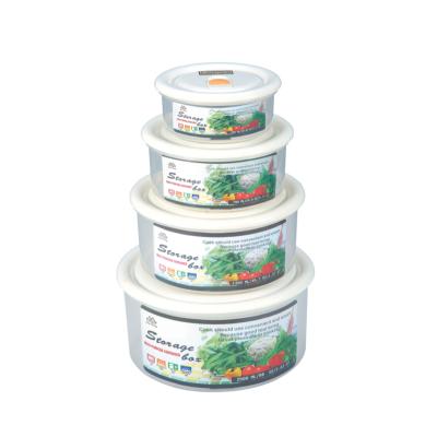 China Clear Large Large Plastic Freshness Preservation Container Packaging Storage Box With Lid 4 Pieces / Set Round Container Sets Freshness Preservation for sale