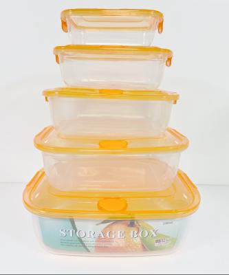 China Wholesale Microwavable Plastic Food Container Box Set With Lid 5 Pcs/Set Big Large Container Packaging Clear Crisper Storage Boxes for sale