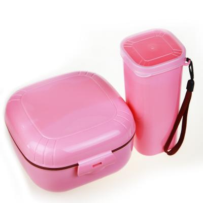 China Factory Viable Food Container Bento Lunch Box And Water Safe Plastic Leakproof Plastic Bottle Set Microwavable To Heat for sale