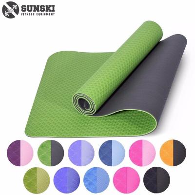 China SUNSKI Double Color Eco Water Proof Tape Waterproof Yoga Mat With Thickness 4 /5 /6/8/10 Mm for sale