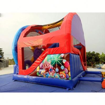 China Indoor and outdoor cheap playground LINZHENTOYS small ball pit inflatable jumping bed with combo slide for toddlers for sale