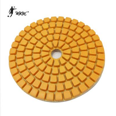 China bkh stone polishing factory sell 4inch 100mm 3 step star/3 five-pointed color wet use diamond polishing pads for granite marble concrete for sale