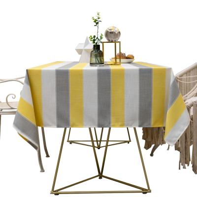 China Other Yellow Striped Rectangular Coffee Table Cloth Cotton And Linen Table Cloth Tablecloth for sale