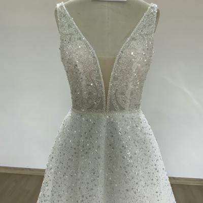 China Anti-wrinkle Bead piece of cloth sequins new products wedding dress for sale