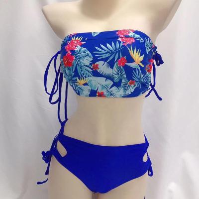 China Hot Breathable Women Floral Print 3pcs Bandage Swimwear Swimwear Bikini With Cover Up Dress Yellow Bathing Suit Beach Wear for sale