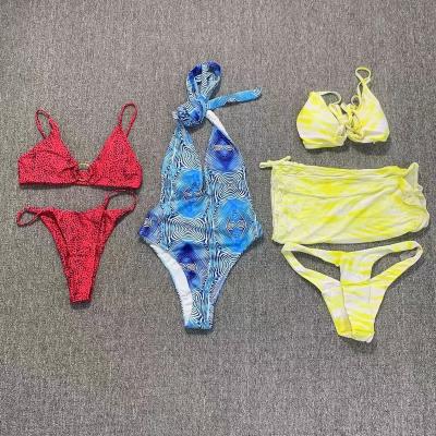 China Breathable Hot Sales Girls Swimwear Central Institute of Statistics Print Bandeau Bikini Double-sided Sexy Swimwear For Women for sale