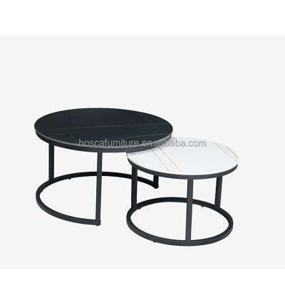 China Stable Free Sample Wood Transfer Set Wire Marble White Design Modern Metal Unique Round Coffee Table for sale