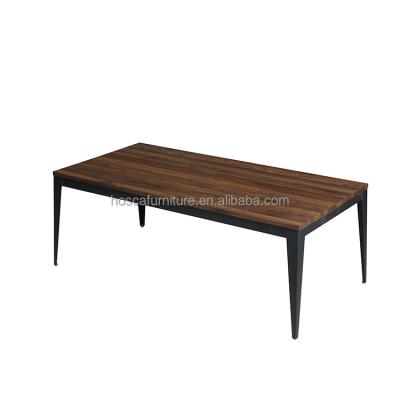 China Stable hot selling MDF wtable top with black powder coating metal legs coffee table for sale