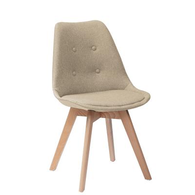 China Good Quality Furniture Manufacturer Sells Wooden Legs Stable Fabric Dining Chairs Without Armrests for sale