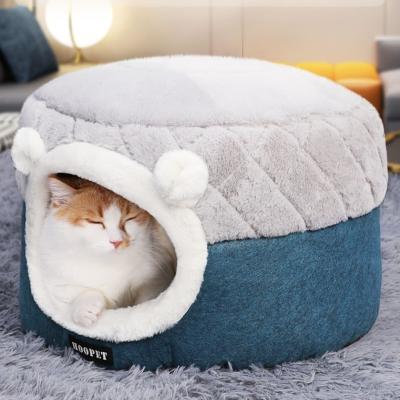 China 2021 Winter Breathable Warm Thick Plush Cave Fleece Pet Bed Sleeping Bag Comfortable Closed Cat Bed for sale