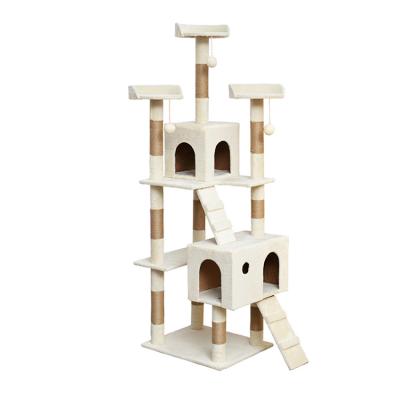 China Tough Luxury Quality Large Cat Tiger Castle Cat Tree 185cm Tall Living Tree for sale