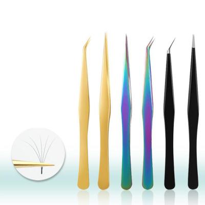 China NEW 1 PCS Stainless Steel Eyelash Extension Tweezers False Eyelash Tweezer 3D Tweezers Wick Wax Wax for sale