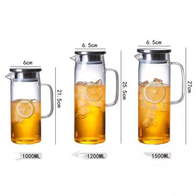 China Viable Glass Jug With Lid Iced Tea Jug Water Jug Hot Milk And Juice Beverage Coffee Carafe for sale