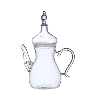 China Sustainable Hot Sales Small Clear Borosilicate Food Grade Heat Resistant Glass Teapot With Tea Strainer for sale