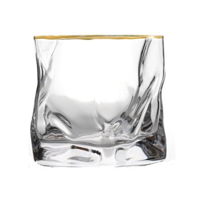 China Hot New Classic/Postmodern INS Crystal Twist Drinking Whiskey Glass Gold Rim Factory Direct For Drinking Glasses For Water Beer Wine Party Bar for sale