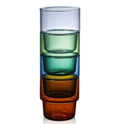 China New Popular Borosilicate Solid Colored Stackable Glass Tumbler Classic/Postmodern Supplier for Party Home Restaurant for sale