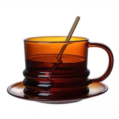 China Contemporary Wholesale Handcrafted Amber Single Wall Borosilicate Colored Small Glass Tea Cups for sale