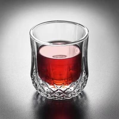 China Hot New Classic/Postmodern Amazon 250ml Double Wall Borosilicate Glass Whiskey Glasses For Bar Party for sale