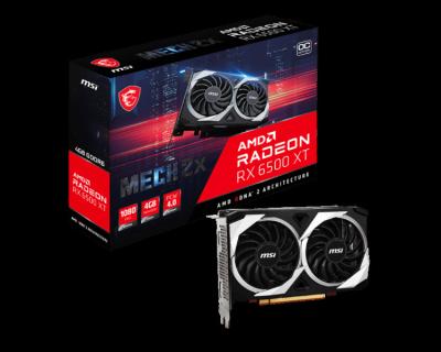 China Workstation Radeon RX 6500 XT 2X 4G OC AMD graphics card GDDR6 4gb gpu card graphics MECH for sale