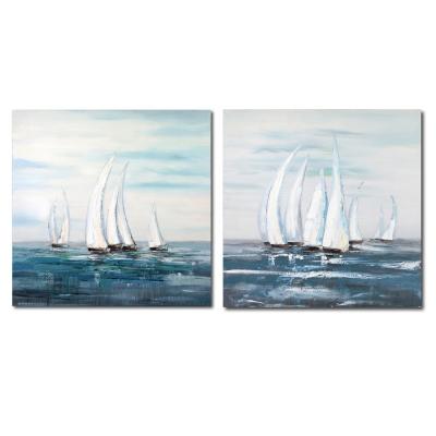 China Hot Sale Impressionist Sailboat Art Oil Painting Wall Art Canvas Framed Print For Hotel Decoration for sale