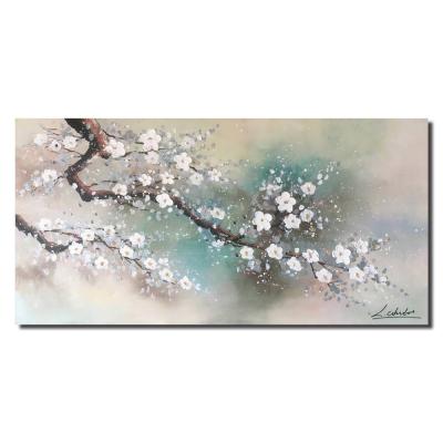 China Best Handmade Environmental Materials White Flower Oil Painting Selling Modern Giclee Framed Canvas for sale