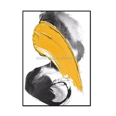 China Wall Art Decor Canvas Minimalist Abstract Waterproof Contemporary Black and Yellow Oil Paintings for sale