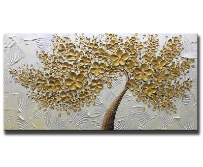 China Modern Handmade Thick Knife Oil Painting Texture Yellow Flower Abstract Oil Painting for sale