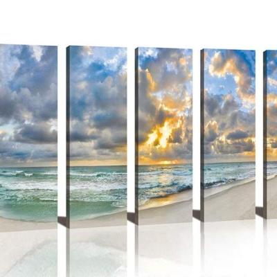 China Modern Landscape Painting Wall Decor 5 Panel Picture Prints On Canvas For Living Room Decoration for sale