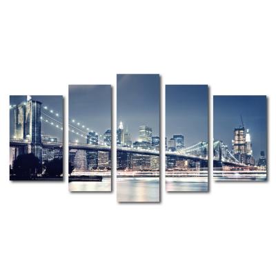 China Modern Impressionist USA Wall Art New York Brooklyn Bridge Oil Canvas Painting For Restaurant Decor for sale