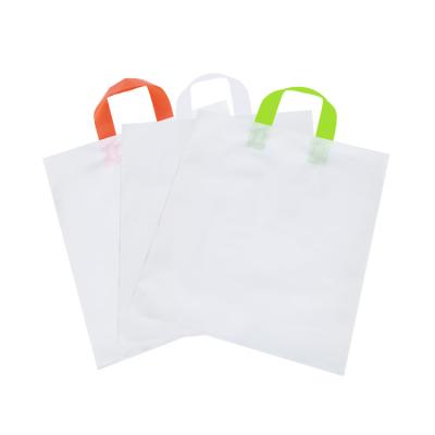 China Wholesale Promotional Luxury Moisture Proof Gift Handle Shopping Reusable White Plastic Bag for sale