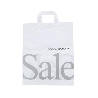 China Moisture-proof luxury boutique shopping gift Recyclable Soft-loop handle plastic bag with logo for sale