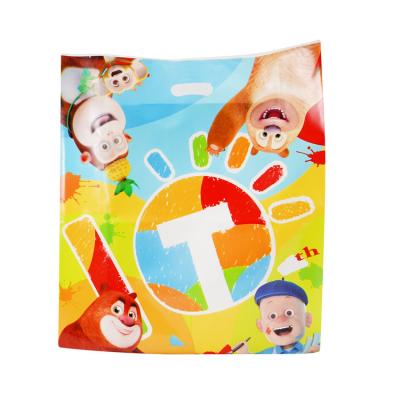 China Biodegradable Custom Design Logo Eco Reusable PE Fabric Plastic Shopping Bag Die Cut Handle Bags for sale