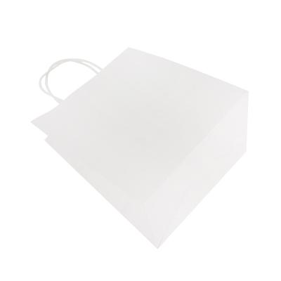 China Recyclable Custom Firm Biodegradable Bottom Shopping White Kraft Paper Bag With Twist Paper Handles for sale