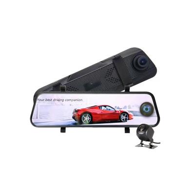 China Waterproof 10 inch driving dual lens car recorder 1296P front lens 1080p rearview mirror dash cam rear dvr for sale