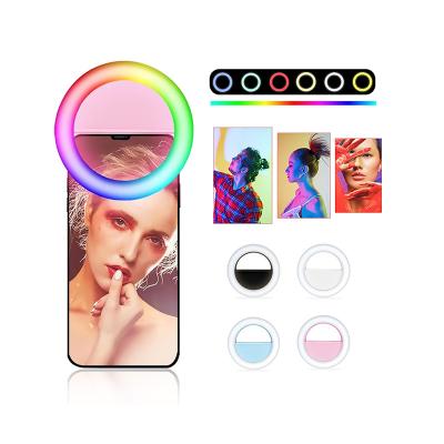 China Desktop RGB Photographic Color LED Ring Selfie Light Mini Portable Flash Phone Circle for sale