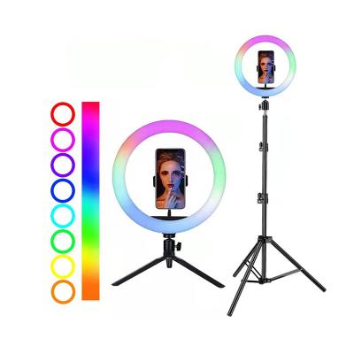 China Mini Hot Selling 10 Inch 26cm Diameter MJ26 RGB Selfie Ring Light With Tripod Stand For Video Tiktok for sale