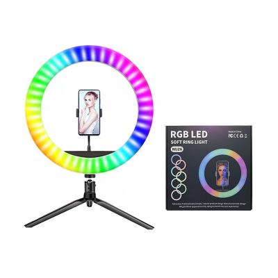 China Mini 10 Inch Photography Studio RGB Ring Light Cosmetic Selfie Lamp with Tripod Stand for sale