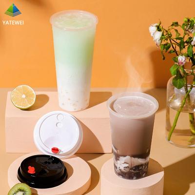 China Disposable DOUBLE WALL Take Away Clear Bubble Milk Tea Cup PP Plastic Cups Hard Custom Injection Frosted Cups for sale