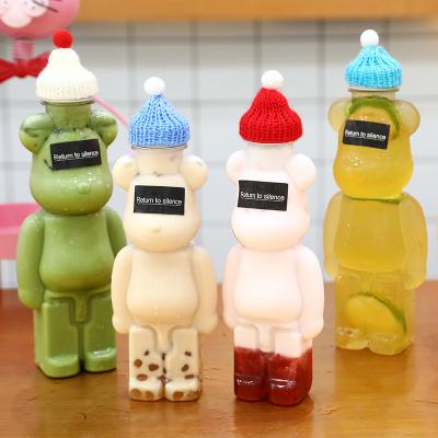 China Wholesale Disposable Beverage Bottle Round Cap Stainless Steel Plastic Screw Cap Bottle For Milk Tea Bottle for sale