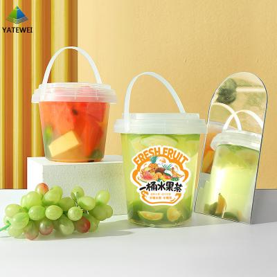 China 500ml 650ml 750ml Portable Beverage Pet Mini Bucket Beverage Mineral Water Plastic Beverage Bottle For Juice And Milk Tea 2 Buyers for sale