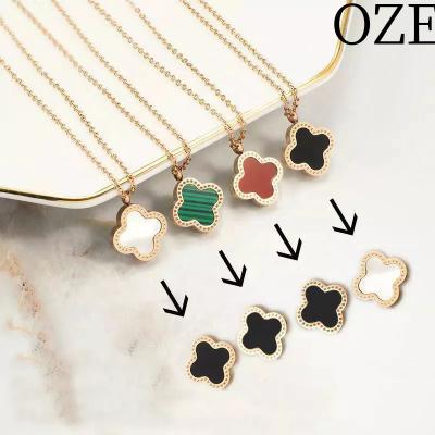 China CLASSIC 18k Gold Plated Titanium Steel Clavicle Chain Simple Female Lucky Pendant Women Four Leaf Clover Necklace for sale