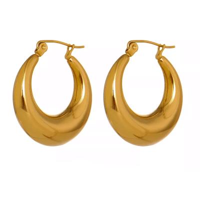 China CLASSIC Chunky Twist Hoop Earrings Stud 18K Gold Plated Stainless Steel Statement Hoop Earring Jewelry For Women for sale