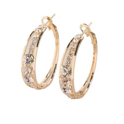 China CLASSIC cheap alloy jewelry earrings for women 18k gold plated big circle diamonds earrings women for sale