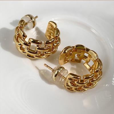 China CLASSIC Women 18K Gold Plated Huggie Chunky Statement Earrings Stainless Steel Chunky Hoop Earrings Jewelry For for sale