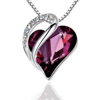 China TRENDY Silver Plated Infinity Love Heart Pendant Necklace with Birthstone Crystals Birthday Mother's Necklaces for Women for sale