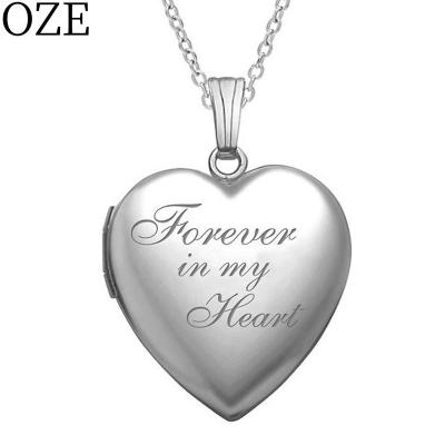 China FASHIONABLE in My Heart Sterling Silver Locket Necklace Custom Necklaces for Women Personalized Forever Engraved Picture Pendant Necklace for sale