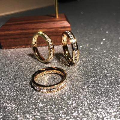 China Vintage Titanium Steel Non Fading Star Ring Personality Fashionable Light Ring Luxury Square Cubic Zirconia Ring for sale